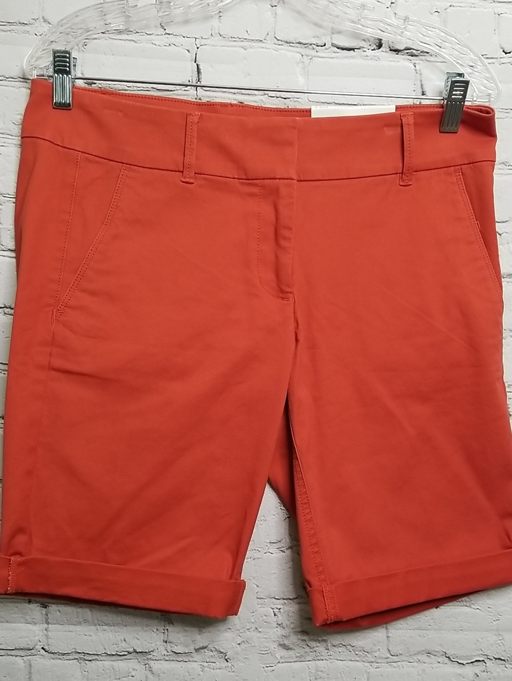 LOFT Bermuda Shorts Rust Size 6 Zip Front Roll Up NWT